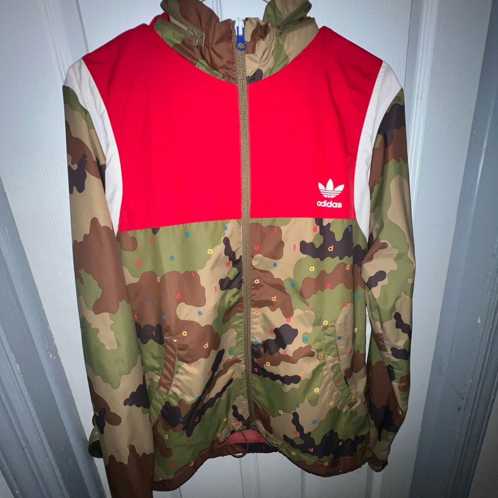 Camo and red Adidas windbreaker
